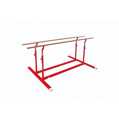 COMPACT PARALLEL BARS WITH FOLDING LEGS AND TRANSPORT TROLLEYS